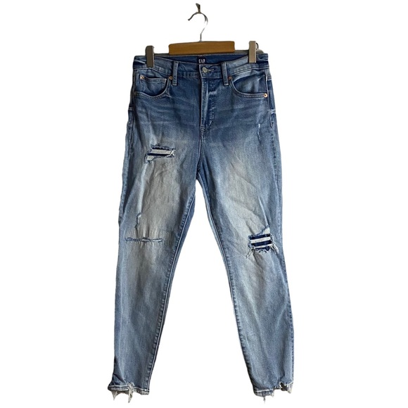 GAP Denim - Gap Women's Light Wash True Skinny Destroyed Denim Jeans